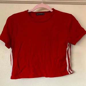 Brandy Melville red white stripe crop top